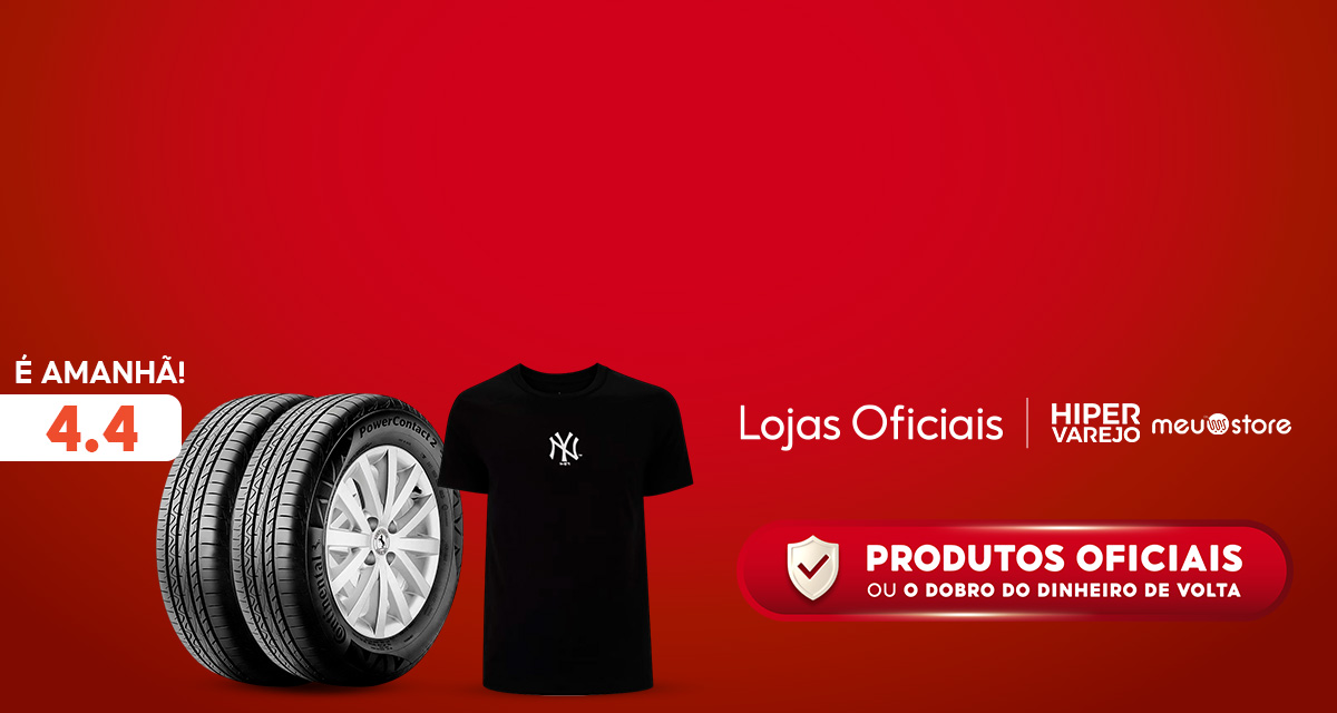 É amanhã! 4 do 4. Lojas Oficiais. Loja Hiper Varejo. Loja Meu Store. Produtos Oficiais ou o dobro do dinheiro de volta.