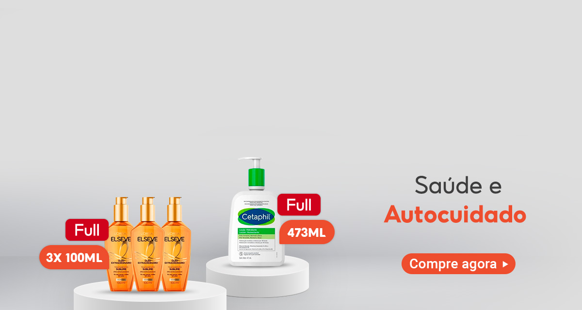 Saúde e Autocuidado. Full: 3 unidades de Elseve Óleo Extraordinário Sublime de 100ml cada. Full: Cetaphil de 473ml. Compre agora.