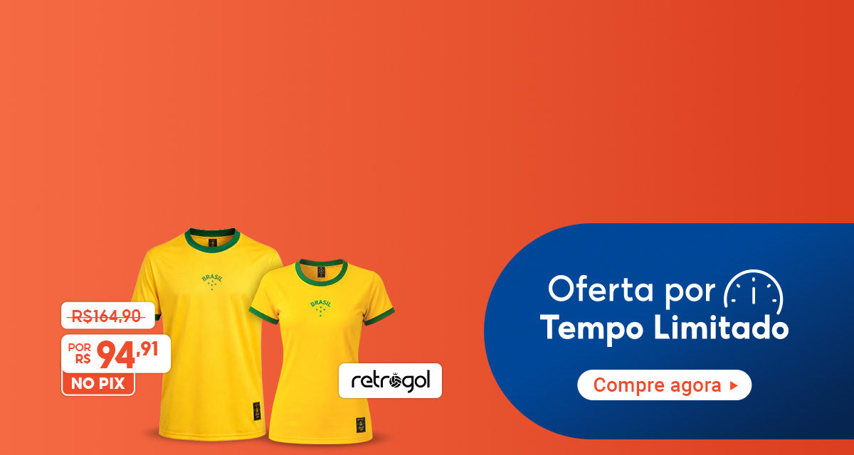 Oferta por tempo limitado. Compre agora. Camisa Brasil Urban de 164,90 reais por 94,91 reais no pix. 