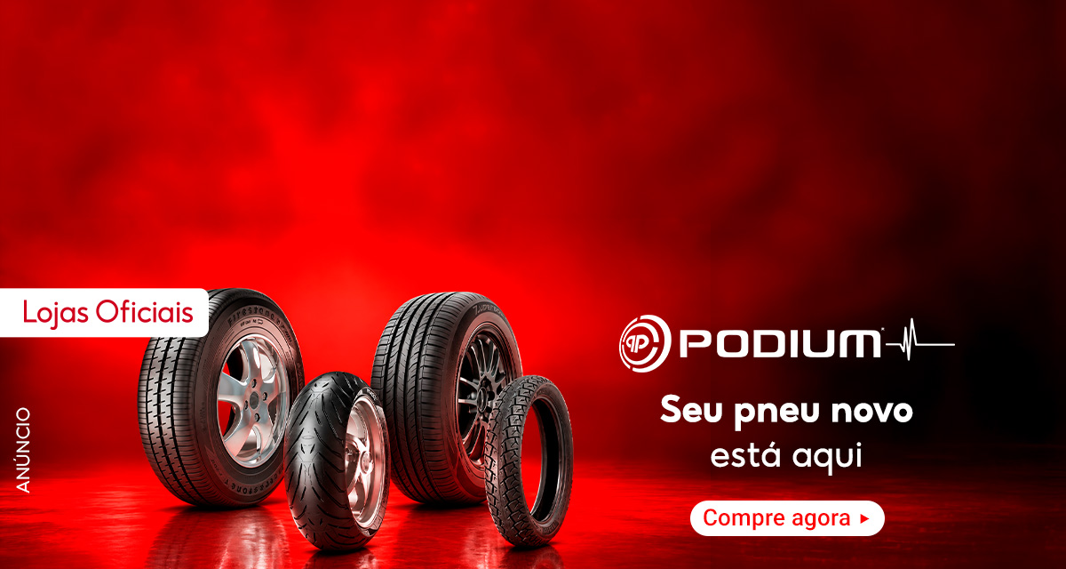 Anúncio: Lojas Oficiais Podium. Seu pneu novo está aqui. Compre agora.