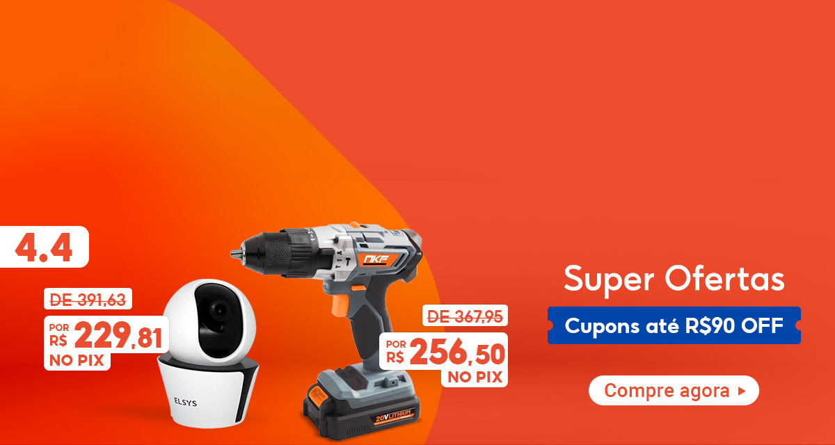 4 do 4. Super ofertas. Cupons até 90 reais off. Compre agora. Câmera De Segurança de 391,63 reais por 229,81 reais no pix. Furadeira Parafusadeira de 367,95 reais por 256,50 reais no pix. 