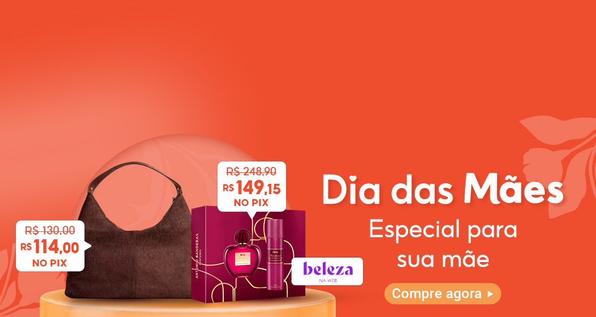 Dia das mães. Especial para sua mãe. Conjunto Her Secret. De 248,90 por 149,15 no pix. Bolsa. De 130 por 114 no pix.
