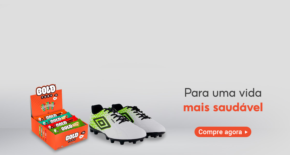 Chocolate proteico e chuteira. Para uma vida mais saudável. Compre agora.