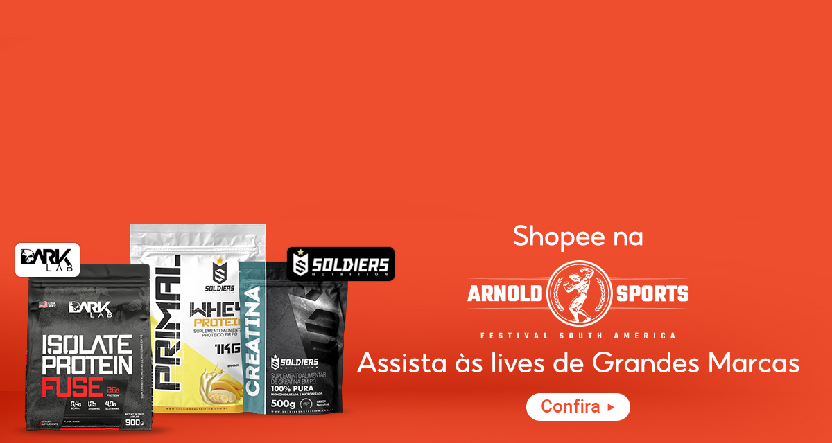  Shopee na Arnold Sports. Assista as lives de grandes marcas. Confira.