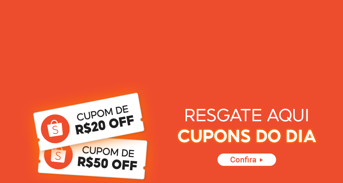 Resgate aqui cupons do dia. Cupom de 20 reais off. Cupom de 50 reais off. Confira.