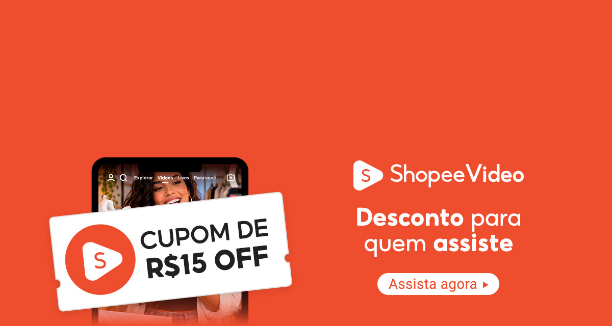 Shopee Vídeo. Desconto para quem assiste. Cupom de 15 reais OFF. Assista agora.