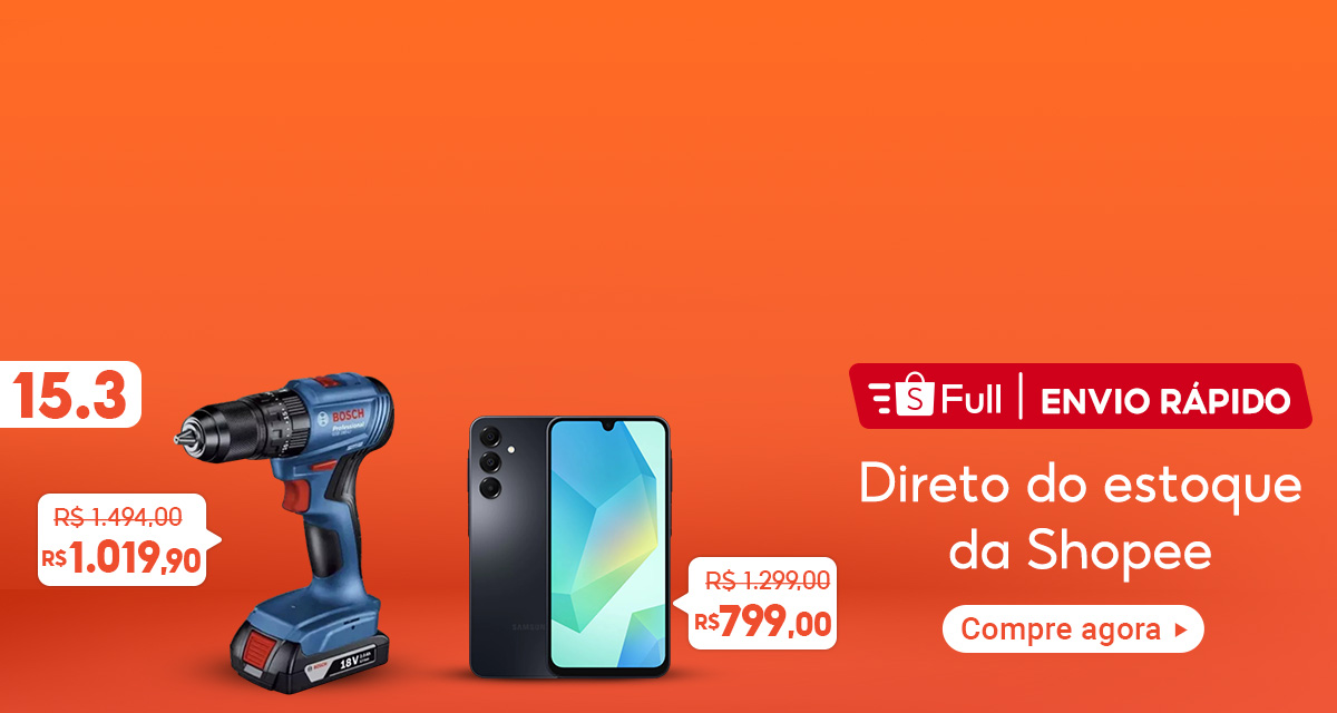 15 do 3. full envio rápido direto do estoque da shopee. Furadeira de 1494 reais por 1019,90 reais. Smartphone de 1299 reais por 799 reais.