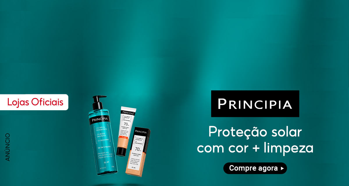 Lojas Oficiais. Principia. Protetor solar com cor mais limpeza. Compre agora