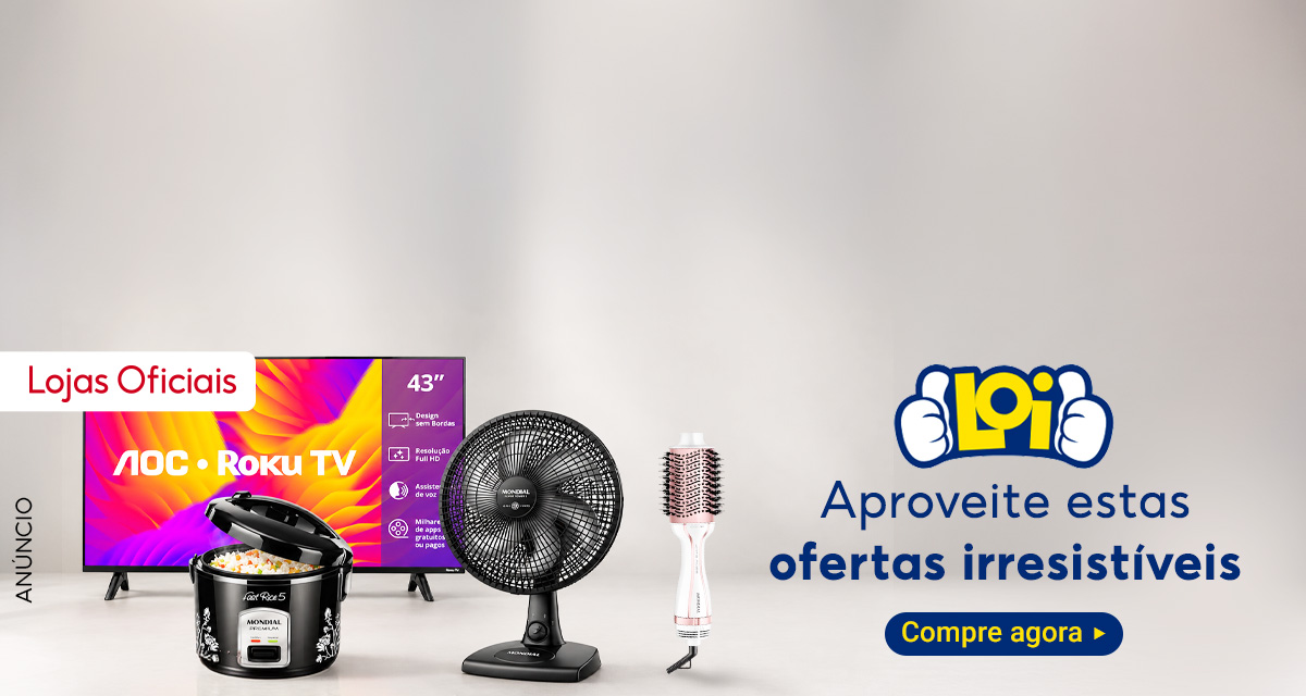 Lojas Oficiais. TV AOC Roku de 43 polegadas, panela elétrica de arroz Mondial Fast Rice 5, ventilador de mesa Mondial e escova secadora Mondial. Aproveite estas ofertas irresistíveis. Compre agora.