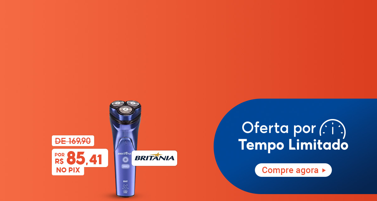 Oferta por tempo limitado. Barbeador Elétrico Britânia À Prova d’Água de 169 reais e 90 centavos por 85 reais e 41 centavos no pix. Compre agora.