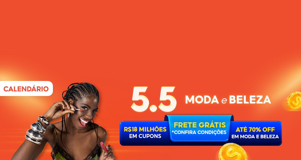 Calendário 5 do 5 Moda e Beleza. 18 milhões de reais em cupons, frete grátis e até 70% de desconto em moda e beleza.