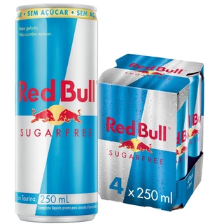 Pack de 4 latas Red Bull Energético, Sugar Free, Sem Açúcar, 250 ml