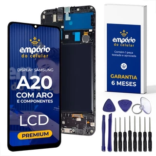 Tela A20 Galaxy Compatível Samsung Display Aro e Componentes Frontal Empórido do Celular Premium + Kit ferramentas em Oferta na Shopee