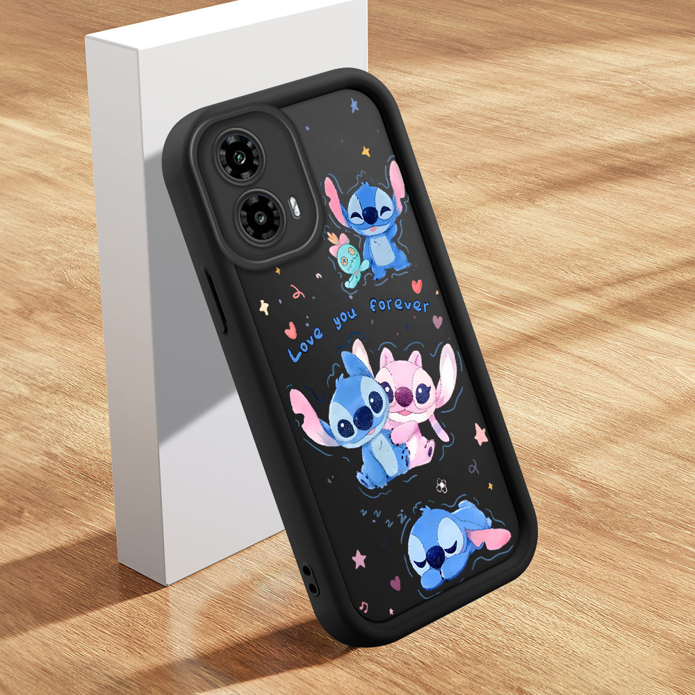 Capinha Para Motorola Moto G34 5G Case Capa De Celular Stitch Macio Silicone Black 5290