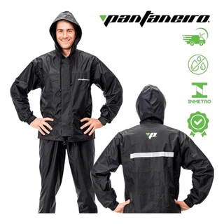 Conjunto Capa De Chuva Pantaneiro Nylon Motoqueiro C/ Capuz