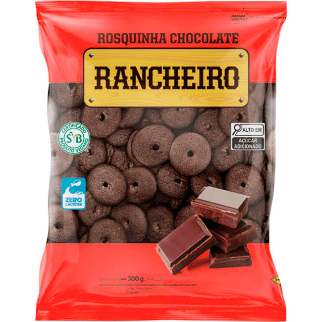 Kit com 4 Biscoito Rosquinha Rancheiro Chocolate Pacote com 300g ...