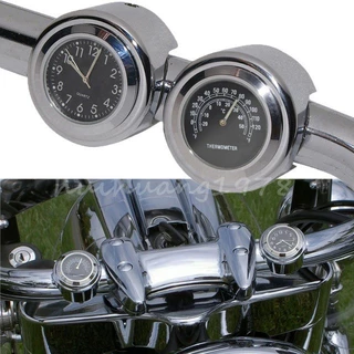 Relógio Para Guidão Moto + Termometro Custom Harley Chopper Cafe Racer Shadow Virago Kansas Mirage