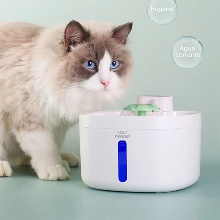 Newpet Bebedouro Fonte de Água Elevado Automático Com Filtro 3 Estágios Para Pet Cachorro Gato com Sensor e Filtro 2.6L