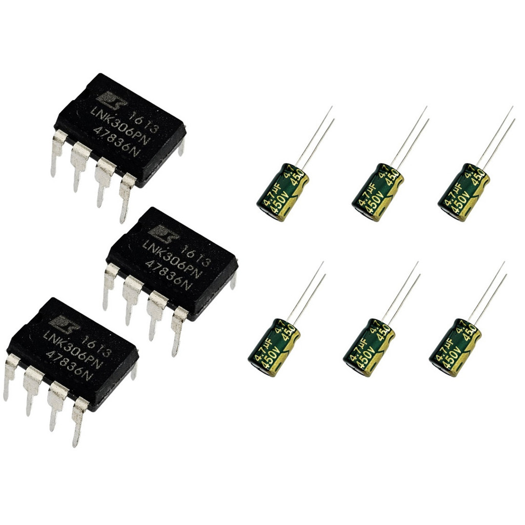 Kit 3 Lnk 306pn + 6 Capacitor 4,7uf 450v P/ Reparo Placa Lavadora ...