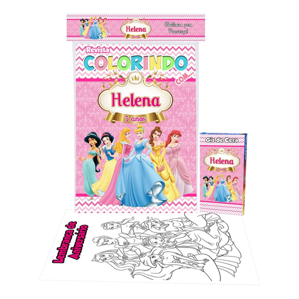 5 Livro de Colorir + Giz de Cera Princesas Disney Lembrancinha | Shopee ...