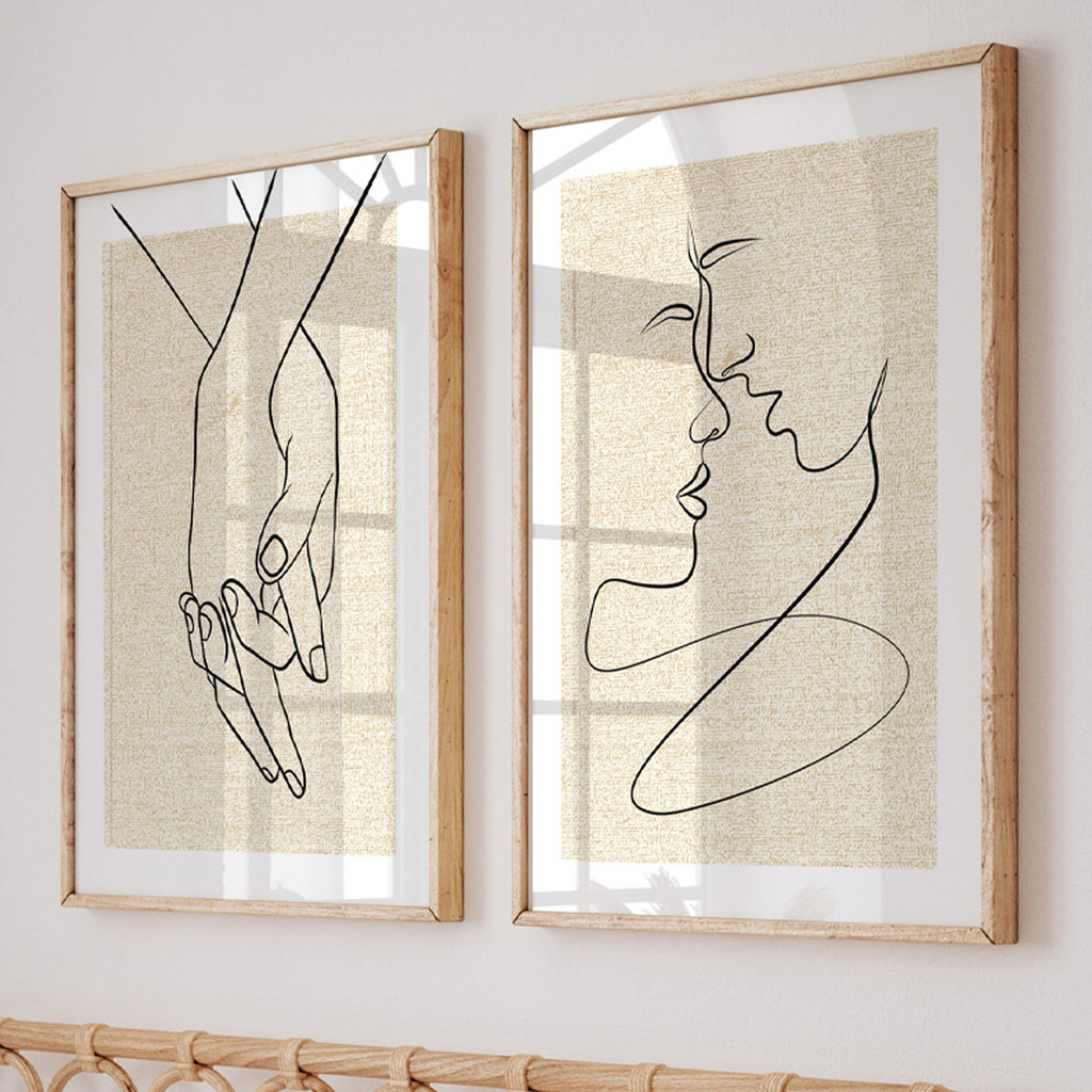 Quadro Decorativo Para Quarto Casal Amor Mãos Dadas Minimalista Com Moldura