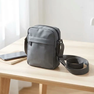 Bolsa Masculina Transversal Pequena Impermeável 20cm De Nylon Com Zíper Duplo Alça Ajustável Para Viagem E Passeio