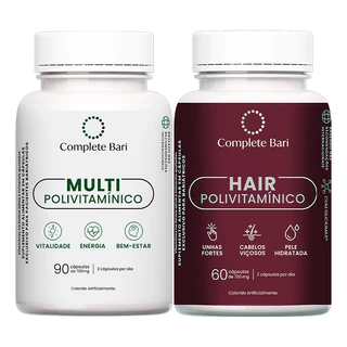 Multivitamínico Complete Bari Biotina Forte Para Cabelos E Unhas Saudáveis Sem Sabor