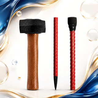 Kit Marreta 1kg + Ponteiro e Talhadeira Ferro Torcido 3/4 Pedreiro Obra Reforma Construção Alvenaria