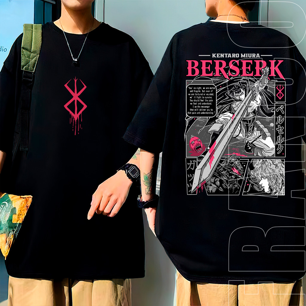 Camiseta Oversized Anime Berserk Espada Marca da Maldição Rosa Camisa ...