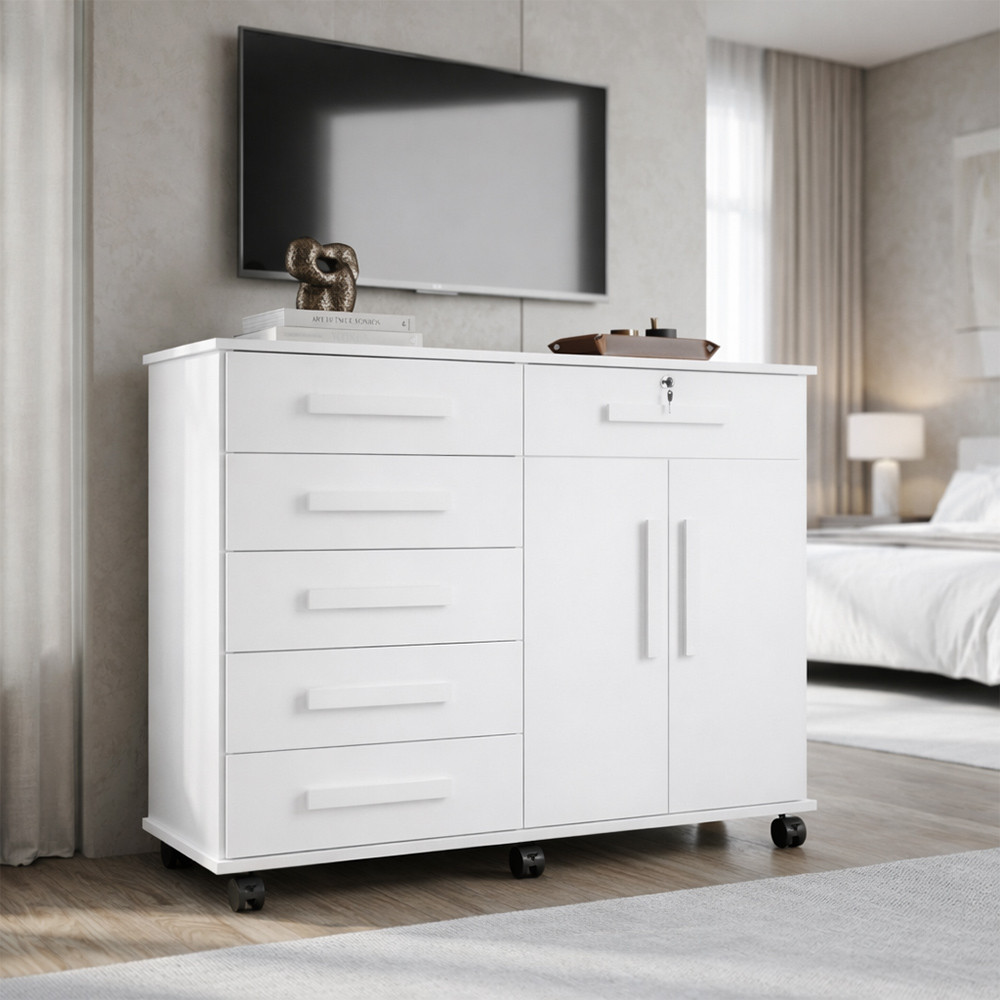 Cômoda Grande Gran Luxo com 6 Gavetas Amplas Rodízios Sapateira