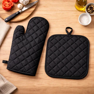 Kit Pegador de Panela Luva Tecido Matelado Decoração Cozinha