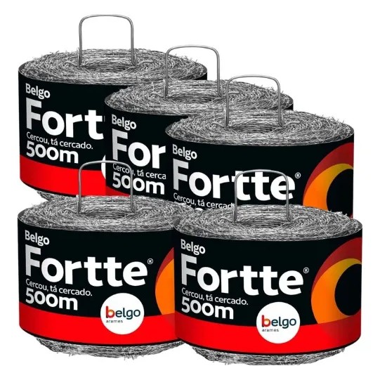 Kit 5 Rolos De 500m Arame Farpado Para Cerca Belgo Fortte | Shopee Brasil