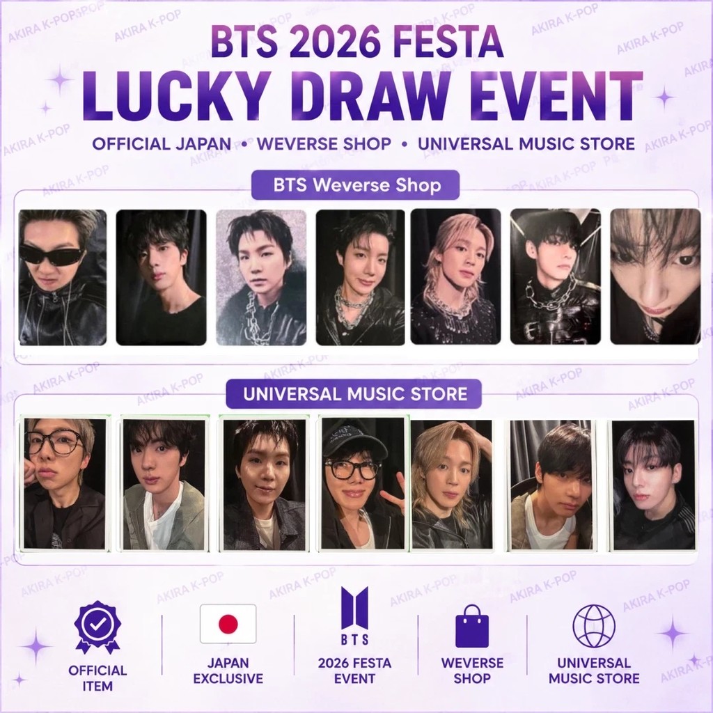 BTS ARIRANG 2026 FESTA weverseラキドロ トレカ BTS 2026 FESTA LUCKY DRAW PHOTO CARD JAPAN weverse UNIVERSAL
