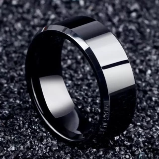 Anel Liso Aliança Aço Inoxidável Masculino Preto W5763