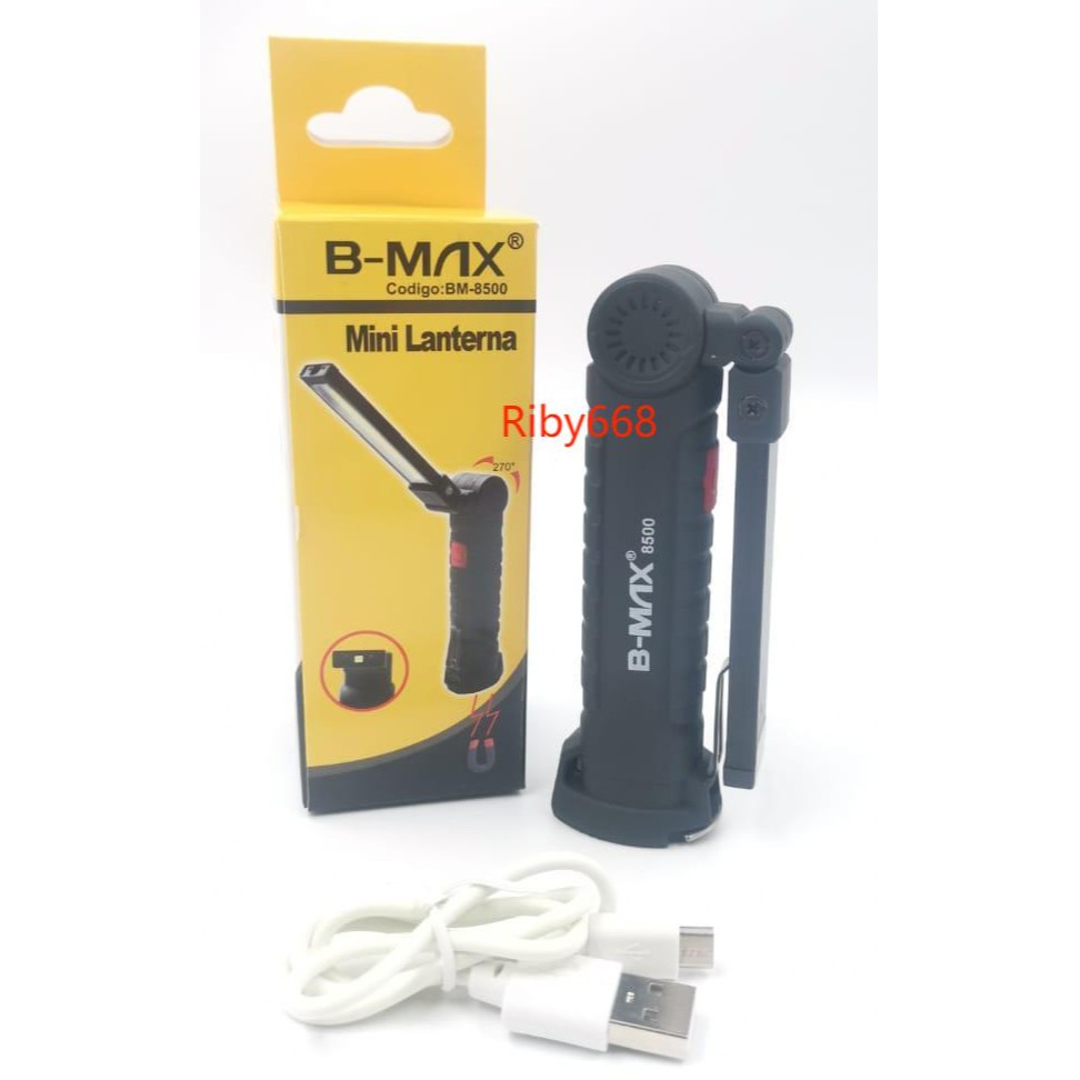 Lanterna B-Max 5 Modos De Iluminação Com Gancho E Cabo USB BM-8500 ...