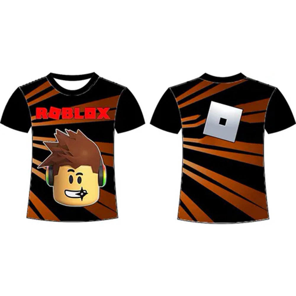 Camiseta Infantil Roblox Logo Mangas Preta