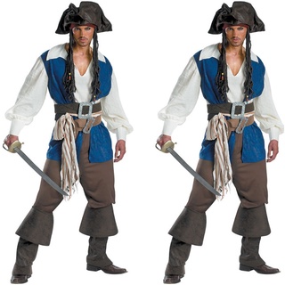 Fantasia de Capitão Jack Supremo Piratas do Caribe, Red,white, Small :  : Moda