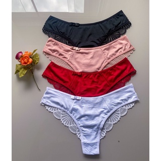 kit 10 calcinha com costa de renda em poliéster conforto tanga feminina R08
