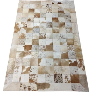 Tapete de couro bege malhado 1,00x1,50 com bordas