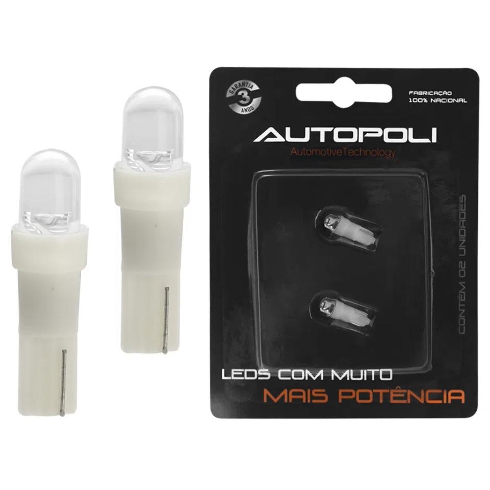 Par Lâmpadas Autopoli Led Pinguinho Esmagadinha Branca 9w 12v Ap724 Painel e Porta-luvas Automotivo