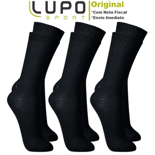 Kit 3 Pares de Meias Lupo Cano Alto Confortavel Sport Masculina em Algodao Cotton