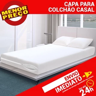 Capa Protetor Colchão Casal Branco c/ Ziper Proteção Total Antiácaro - Envio Imediato