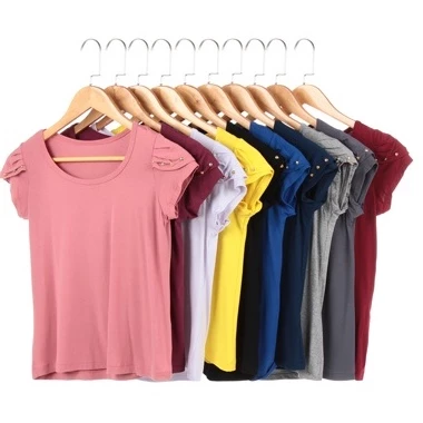 Kit 4 Blusa Feminina Manga Curta Dupla Tshirt Basica Blusinha