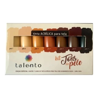 Kit Tinta Acrílica 20ml 7 Cores Tons Pele Talento