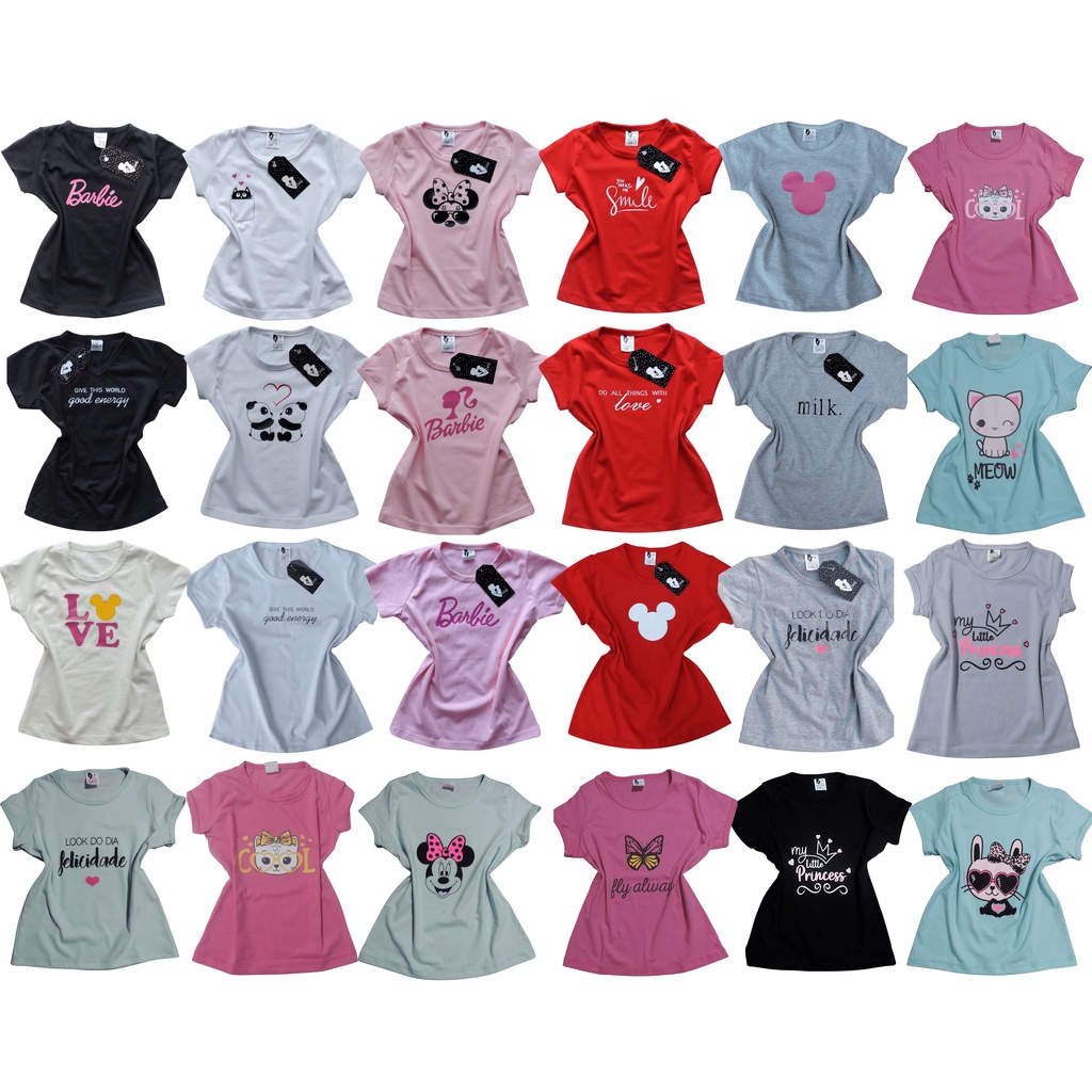 10 Camisetas Curta Infantil/juvenil T-shirt Feminina Meninas