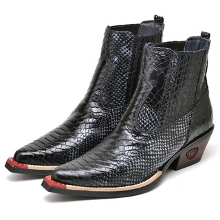 Bota Country Texana Masculina Preta Couro Legítimo Bico Fino PROMO