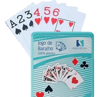 Jogo de Baralhos Cartas 168 de Plástico e Estojo Metal - Truco, Tranca,  Buraco, Poker, Cacheta, Burro, Pife, Mau Mau