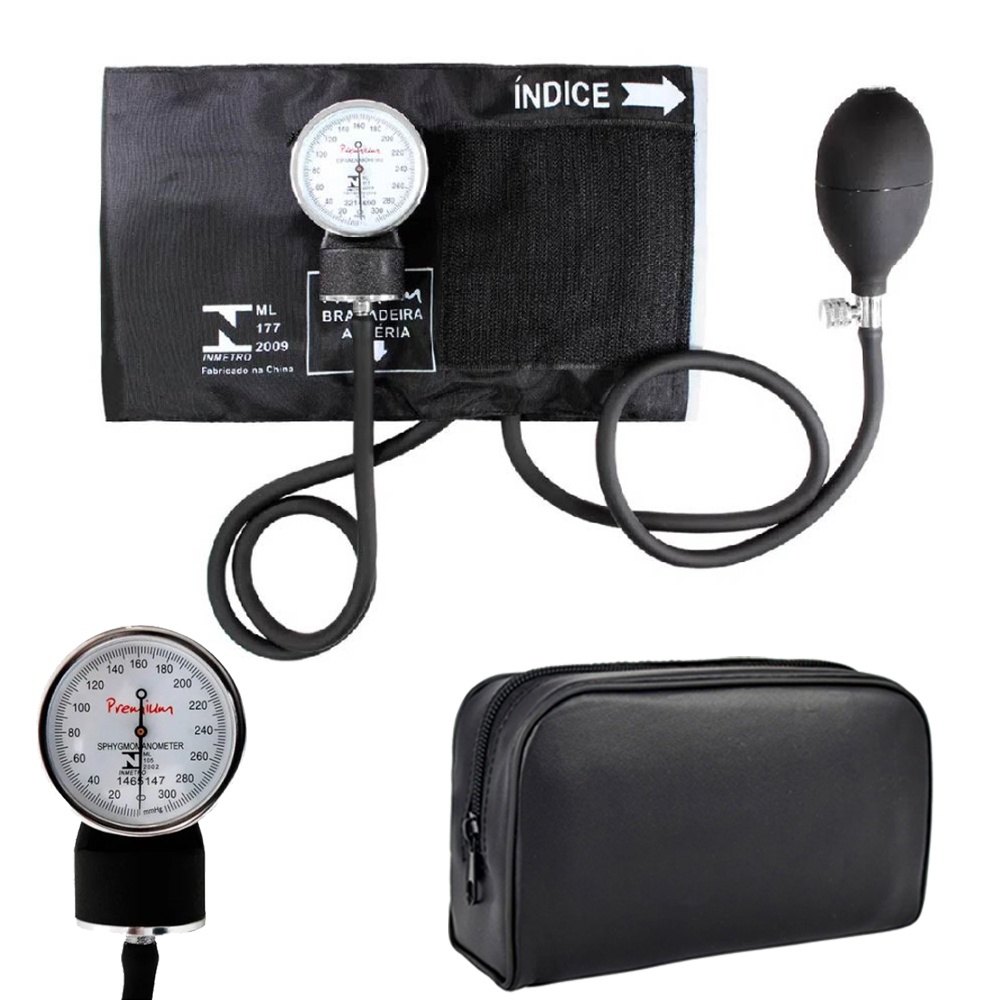 Aparelho De Pressao Manual Esfigmomanometro Premium Preto