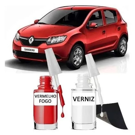 Tinta Tira Risco Automotivo Sandero Vermelho Fogo