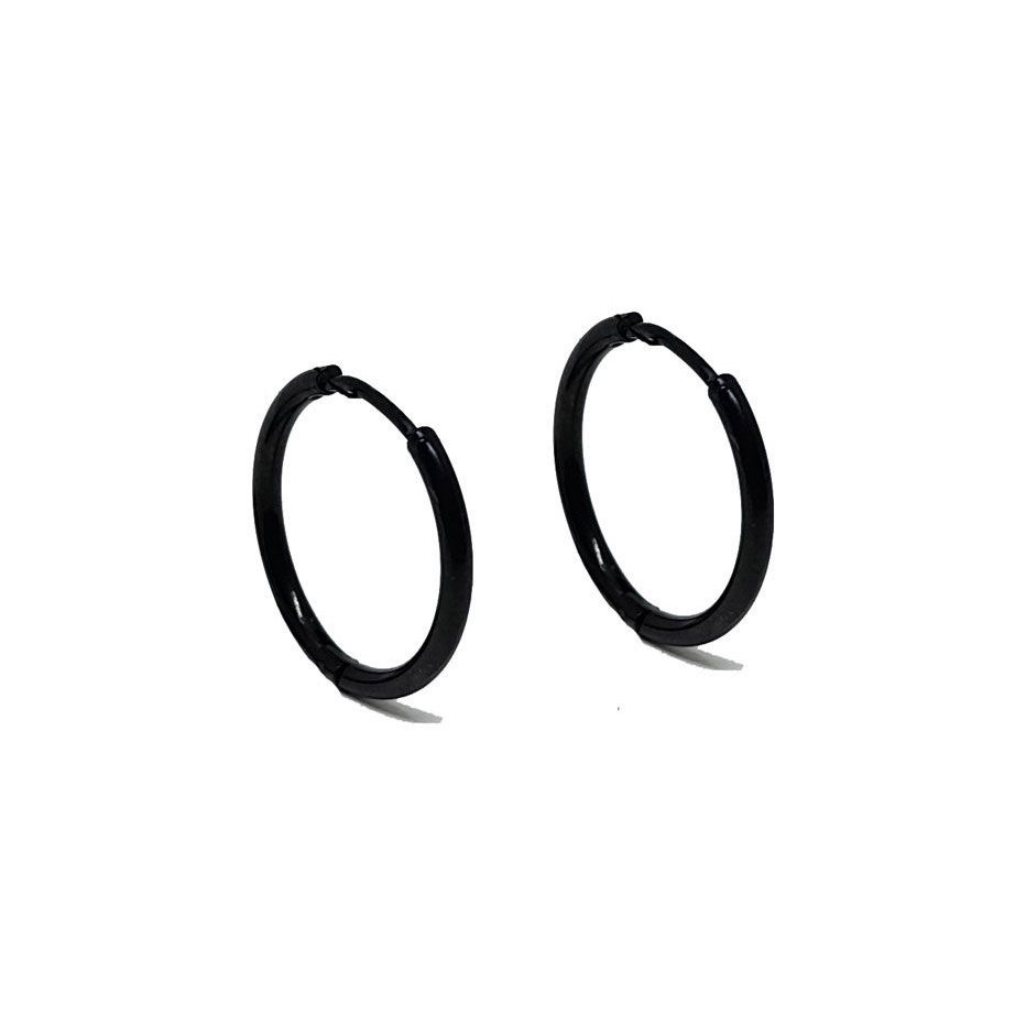 Brinco Masculino Preto 15mm Aço Inoxidável Antialérgico PAR